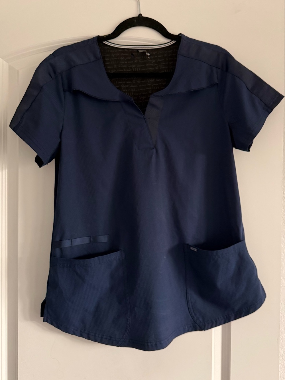Elle Navy Short Sleeve V-Neck Medical Scrub Top